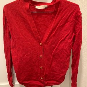 Tory Burch red wool cardigan
